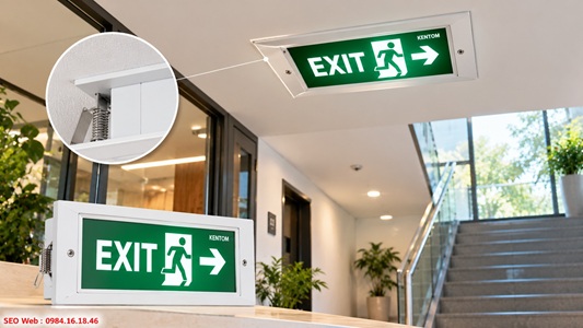 Đèn exit Kentom lắp âm tường