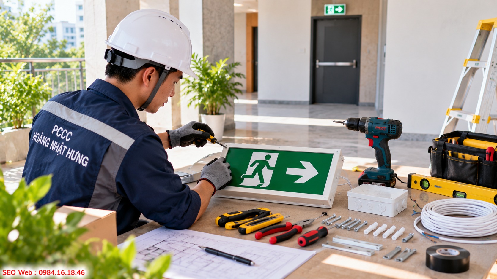 Danh mục vật tư cần chuẩn bị trước khi tiến hành lắp Exit Dụng cụ phù hợp hỗ trợ thi công đèn Exit chính xác và an toàn