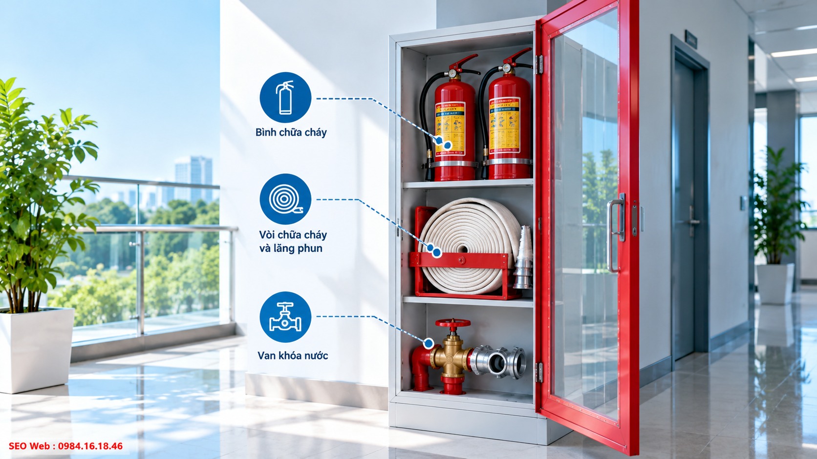 Dung tích chứa và cách bố trí thiết bị bên trong tủ chữa cháy