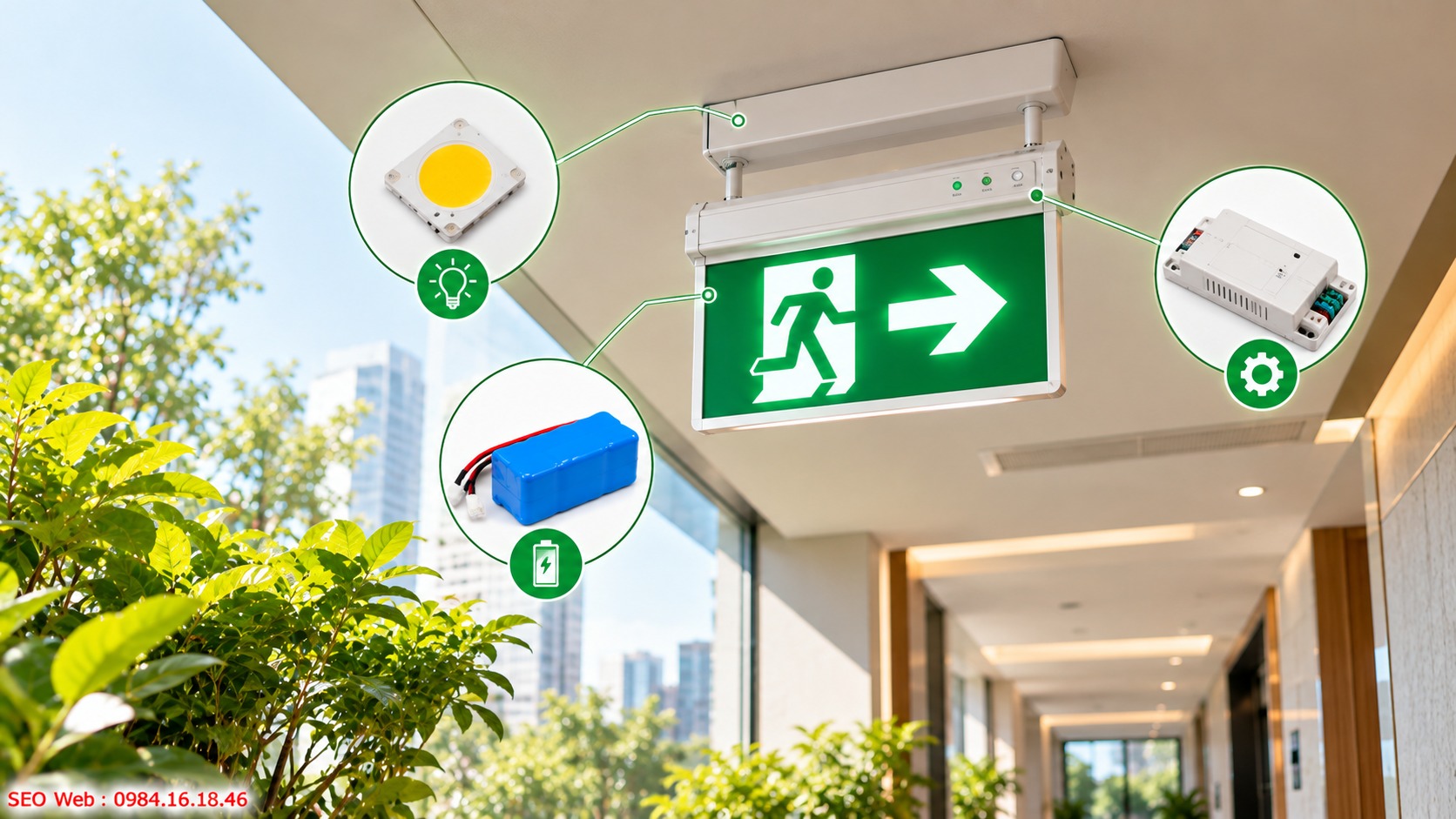 Phương pháp nâng cao độ ổn định ánh sáng của đèn Exit Chọn pin phù hợp và kiểm soát nguồn giúp ánh sáng ổn định