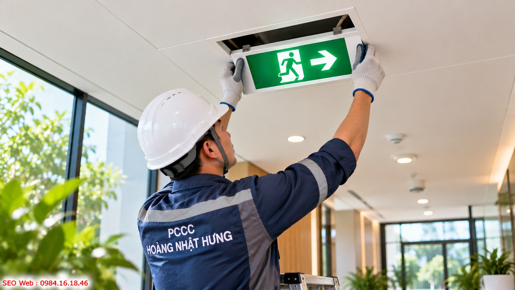 Các bước cố định đèn Exit âm trần chắc chắn và thẩm mỹ Lắp âm trần giúp biển Exit gọn gàng và hài hòa không gian
