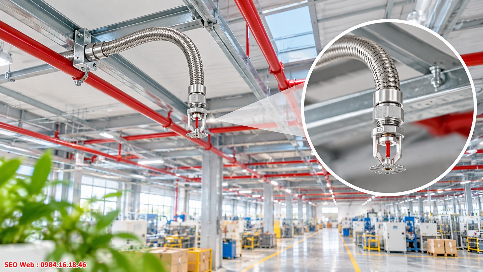 Ống mềm Sprinkler hỗ trợ hệ thống chữa cháy tại nhà xưởng