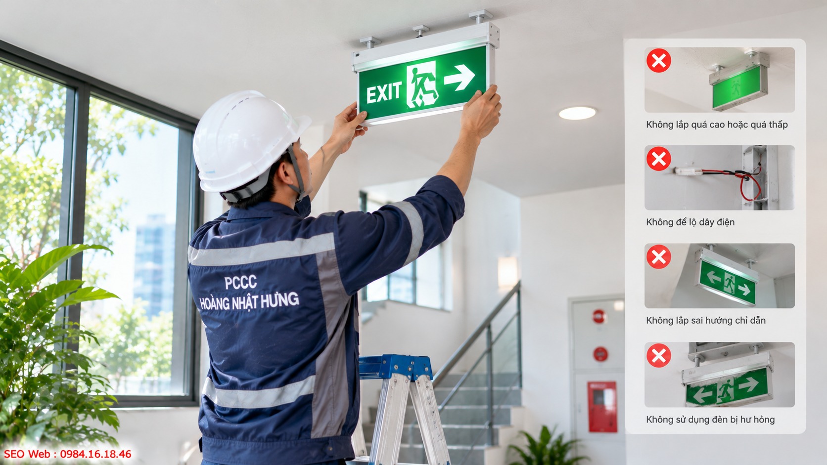 Các lỗi thi công đèn Exit phổ biến cần nhận biết và phòng tránh Những sai lầm cần tránh khi lắp đặt đèn Exit trong công trình