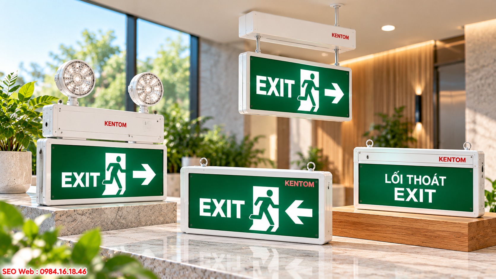 Kentom cung cấp nhiều mẫu đèn Exit phục vụ các vị trí khác nhau