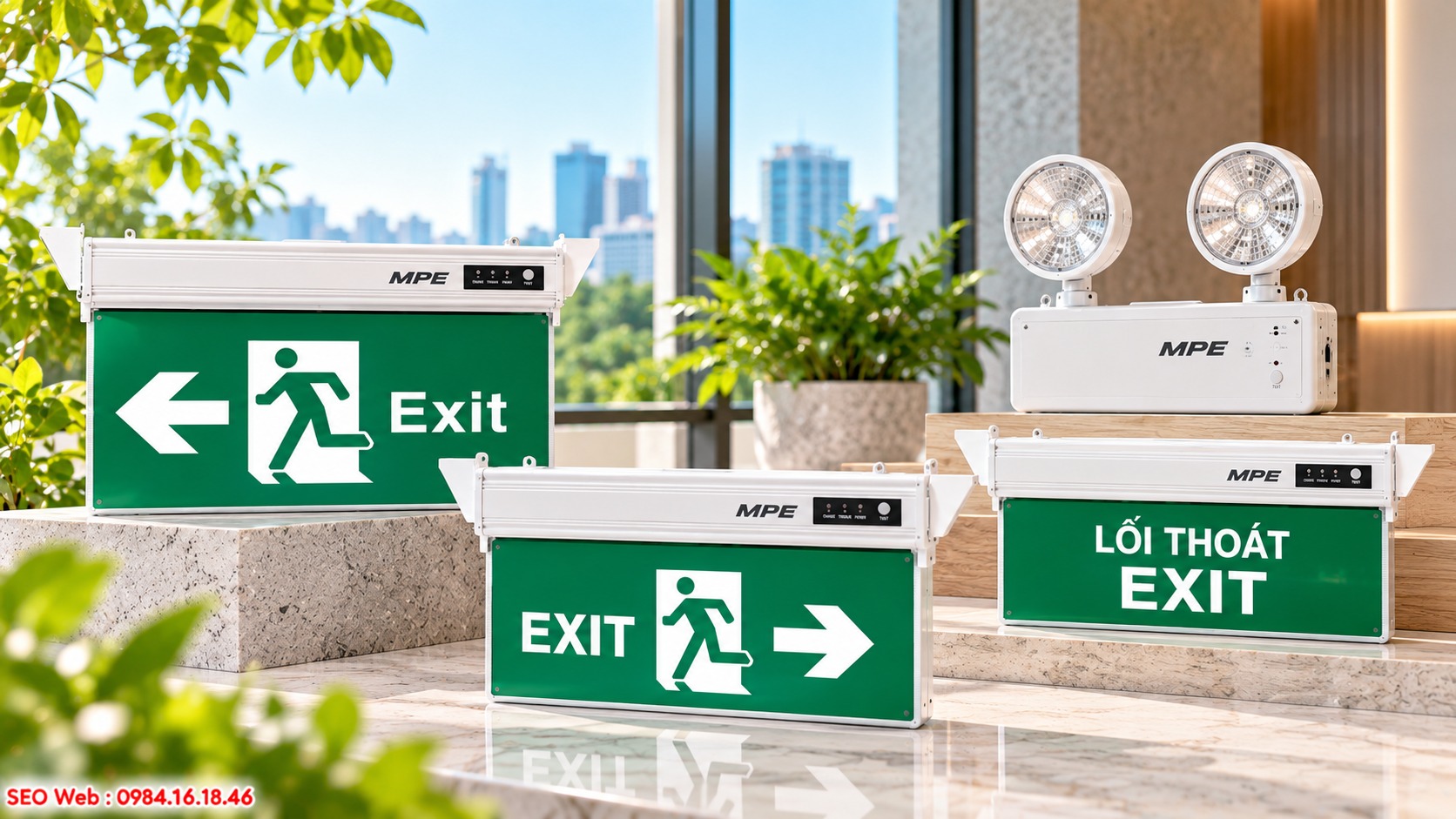 Đèn Exit MPE có kiểu dáng hiện đại và khả năng chỉ dẫn tốt