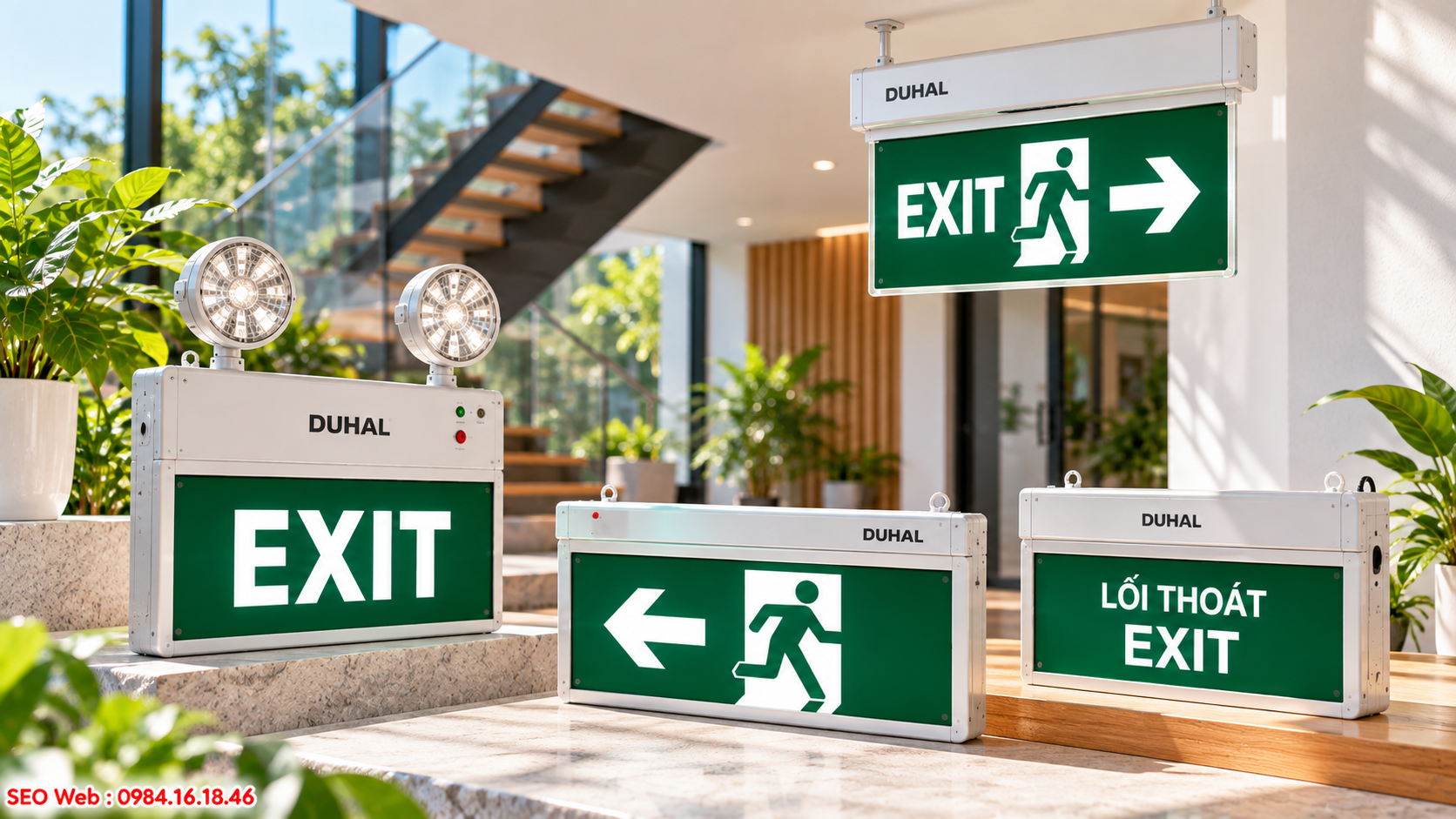 Đèn Exit Duhal nổi bật với thiết kế rõ ràng và LED ổn định