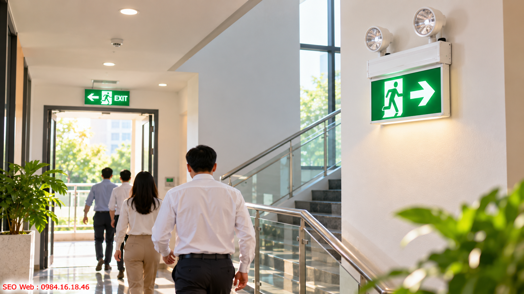 Vai trò quan trọng của biển Exit khi xảy ra sự cố mất điện Đèn Exit giúp người dùng nhanh chóng nhận biết hướng thoát hiểm an toàn